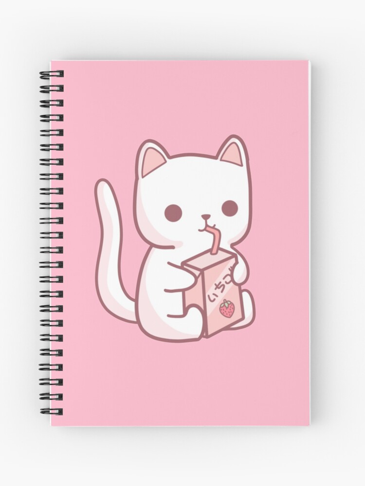 Cat Drinking Strawberry Milk Poster for Sale by DoseOfKawaii