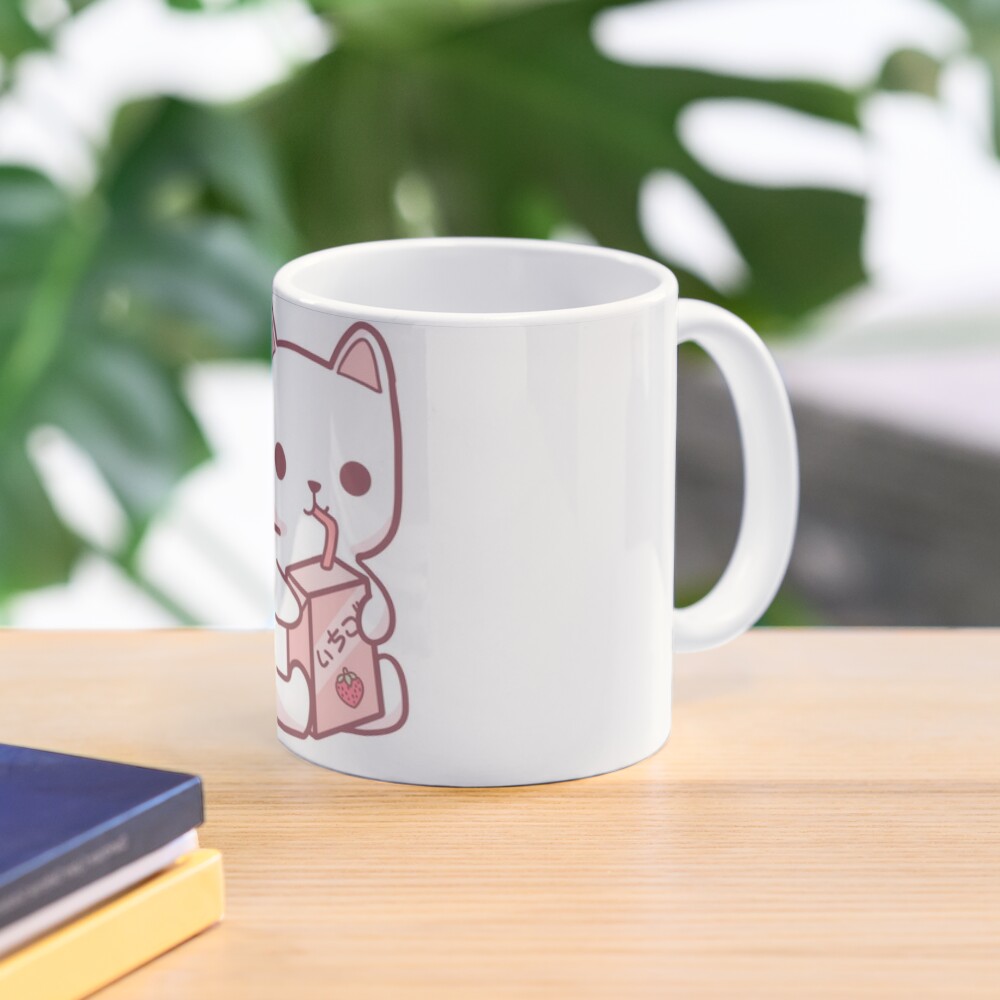 Cat Drinking Strawberry Milk Poster for Sale by DoseOfKawaii