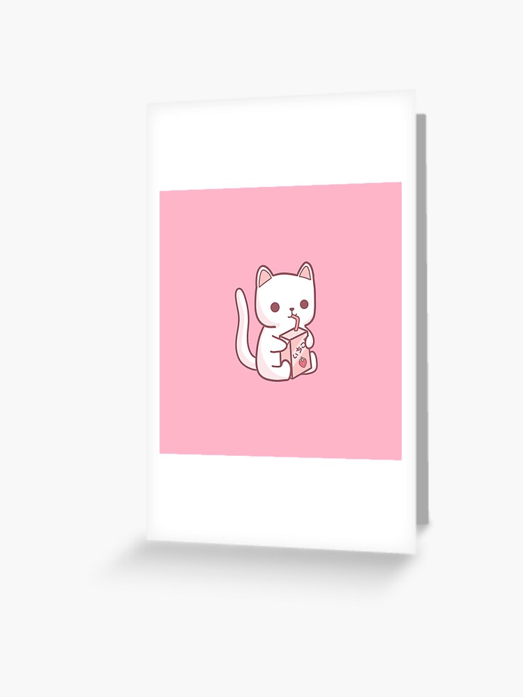 Cat Drinking Strawberry Milk Poster for Sale by DoseOfKawaii