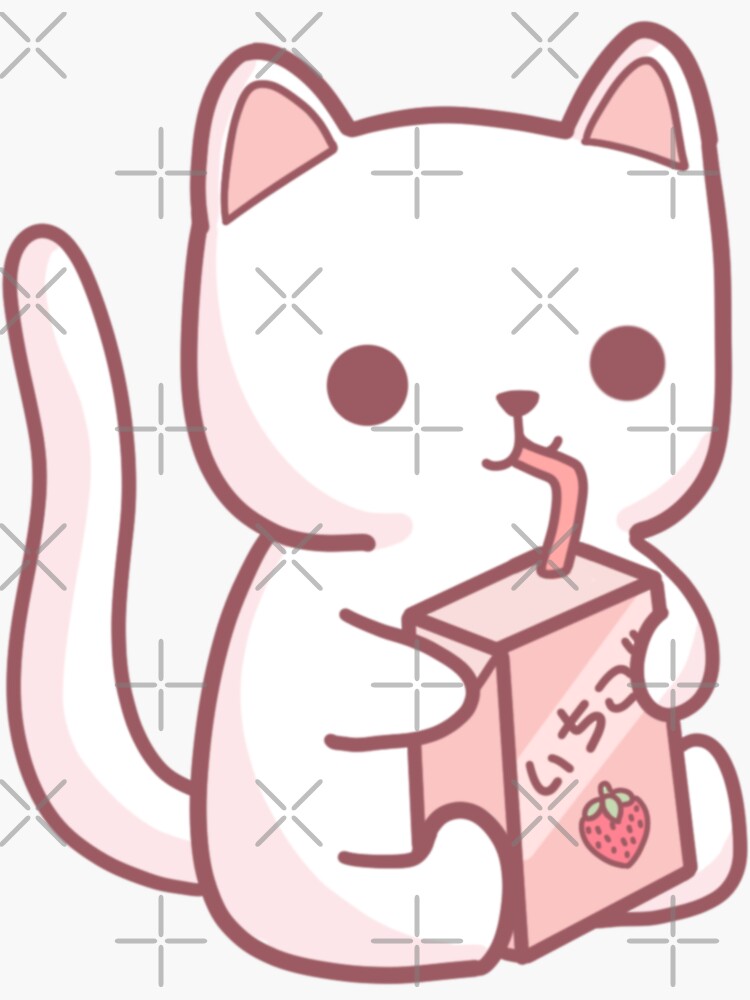 Cat Drinking Strawberry Milk Photographic Print for Sale by