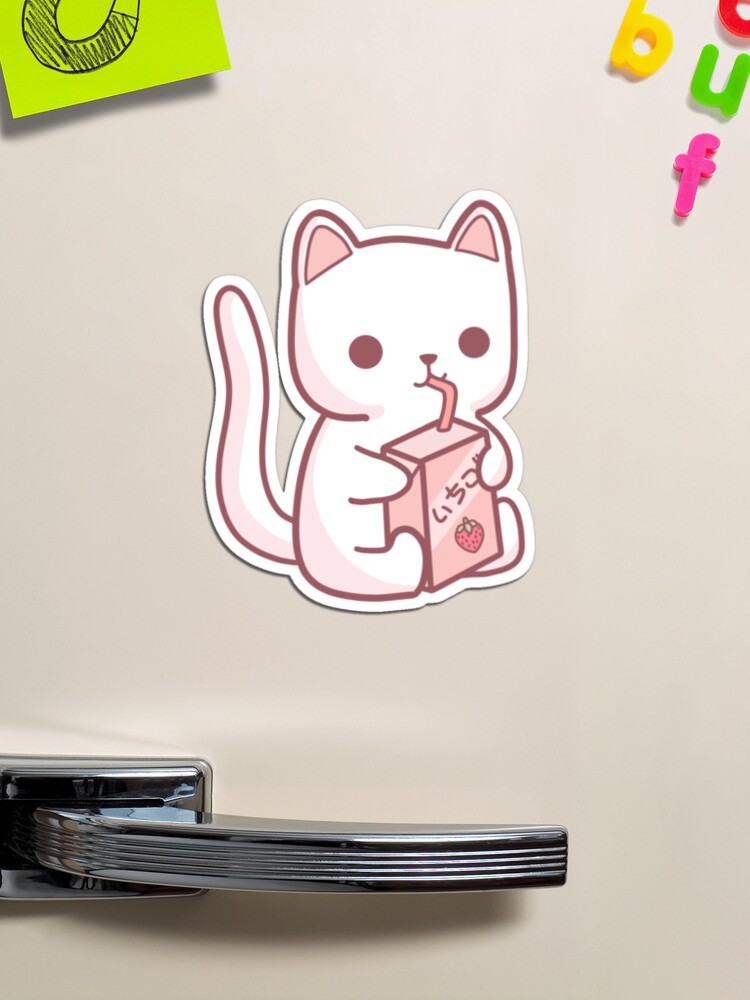 Cat Drinking Strawberry Milk Poster for Sale by DoseOfKawaii