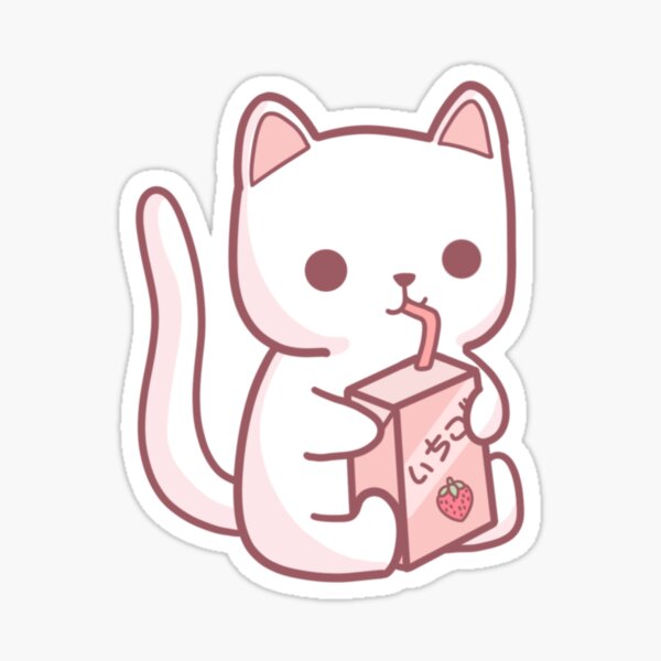 Cat Drinking Strawberry Milk Photographic Print for Sale by