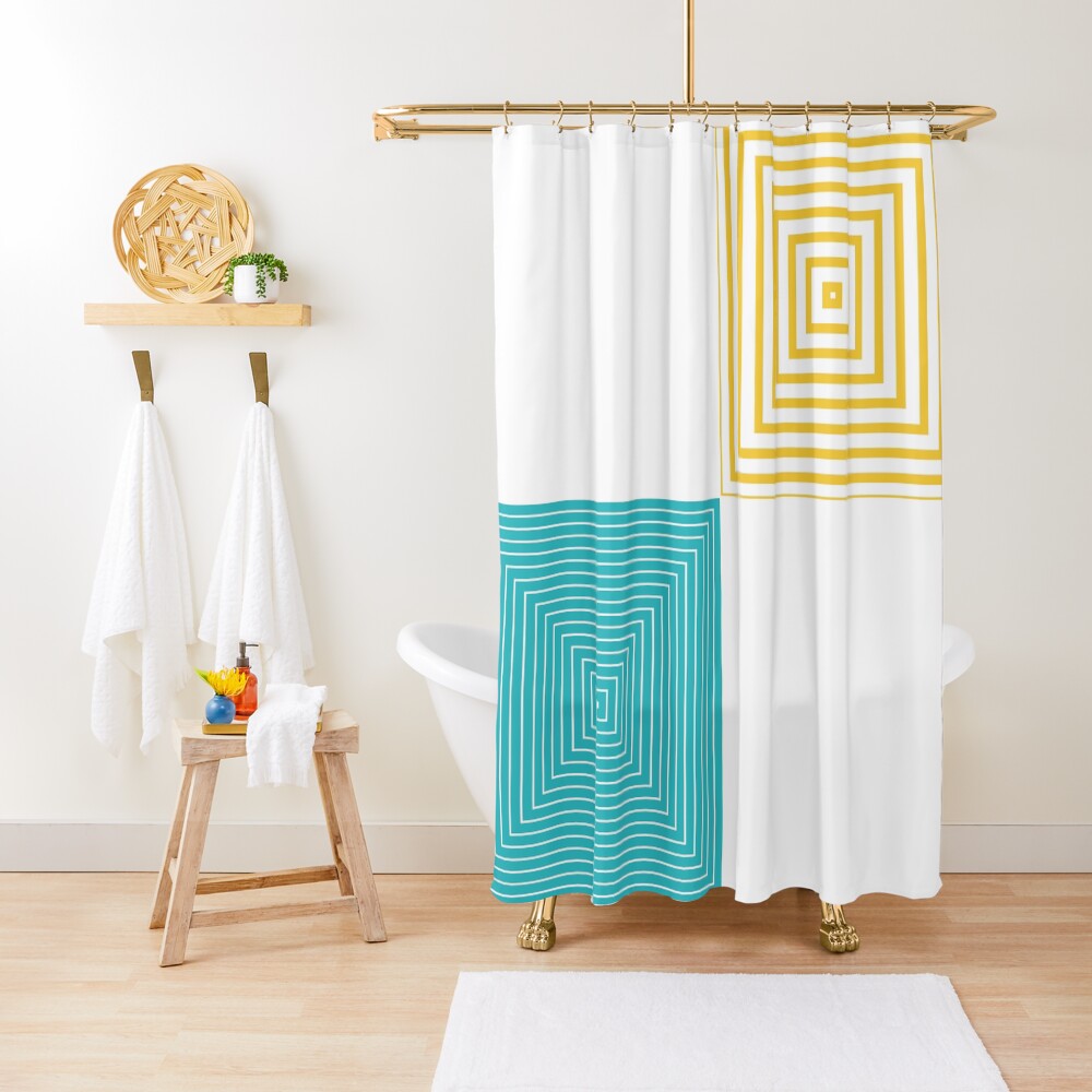 Colour Pop Squares - Turquoise and Yellow Shower Curtain