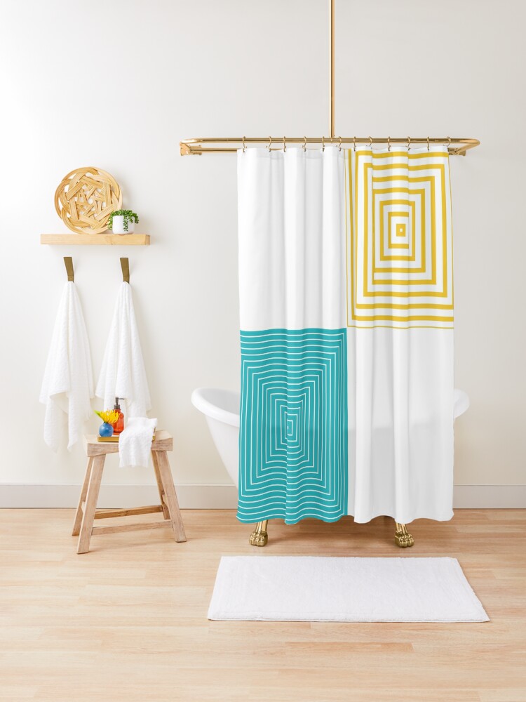 Yellow and turquoise shower on sale curtain