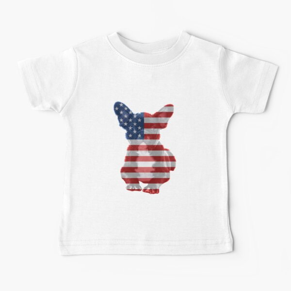 Camiseta del dogo francés de la bandera americana Camiseta del perro del 4 de julio Camiseta para bebés