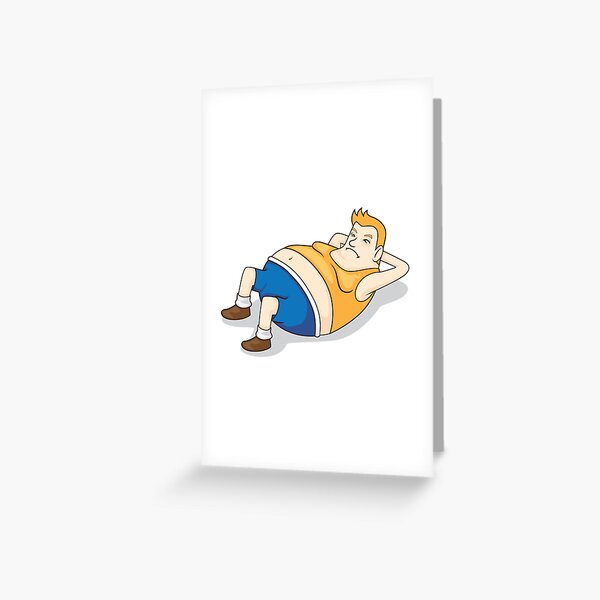 Fat man situps exercise Greeting Card