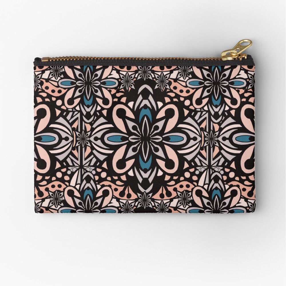 Retro Abstract Flower Pattern Mandala Tile - Vintage Summer Color Palette Zipper Pouch