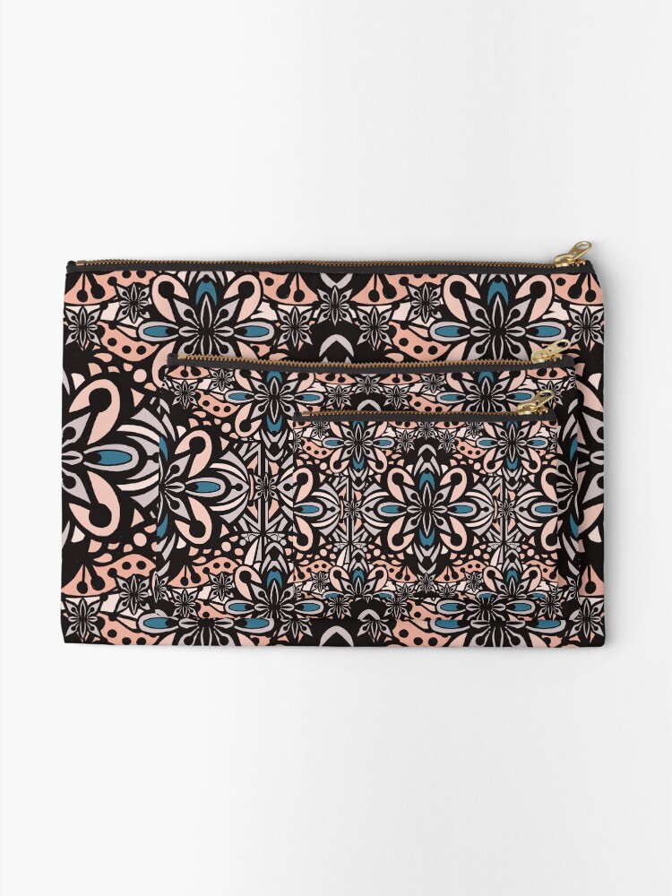 Alternate view of Retro Abstract Flower Pattern Mandala Tile - Vintage Summer Color Palette Zipper Pouch