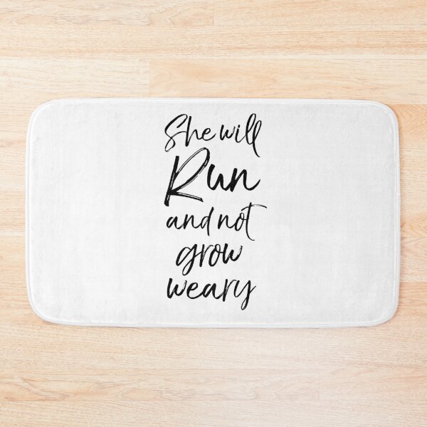 Item preview, She Will Run and Not Grow Weary Funny Workout Quote designed and sold by TNDesignStudio.