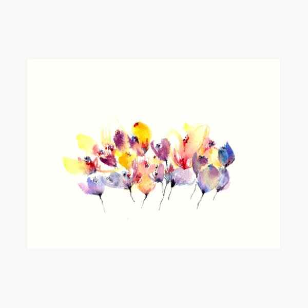 Wild Flowers - Yellow and Purple Art Print
