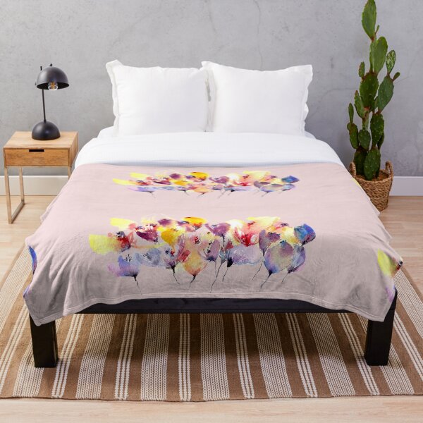 Wild Flowers - Yellow and Purple Throw Blanket