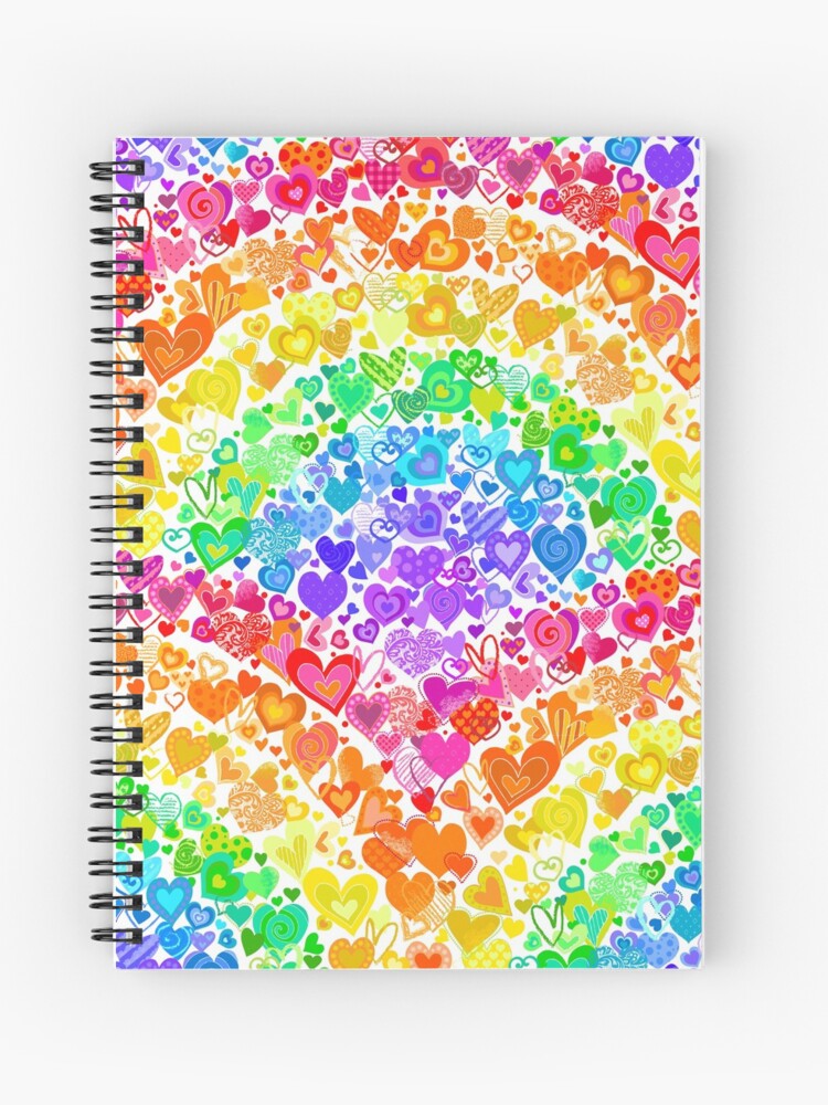 Cuaderno de espiral «Arcoiris del corazón» de Cressidacarr | Redbubble