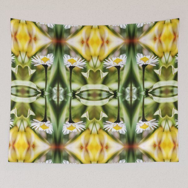 Item preview, Beautiful small common Daisy flowers macro surreal shaped symmetrical kaleidoscope designed and sold by Grégory DUBUS.