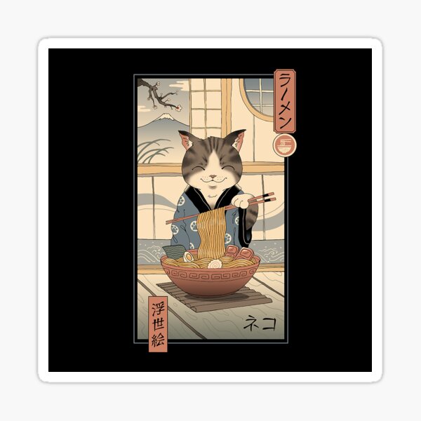 Neko Ramen Ukiyo-e Sticker