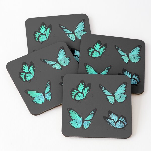 Item preview, teal/turquoise/ocean blue glitter butterflies designed and sold by acatalepsys.