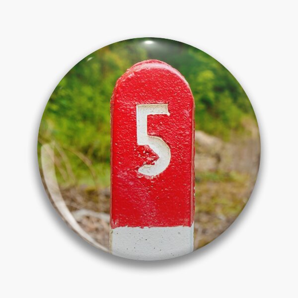Item preview, Railway pole sign close-up with number five along railroad track designed and sold by Grégory DUBUS.