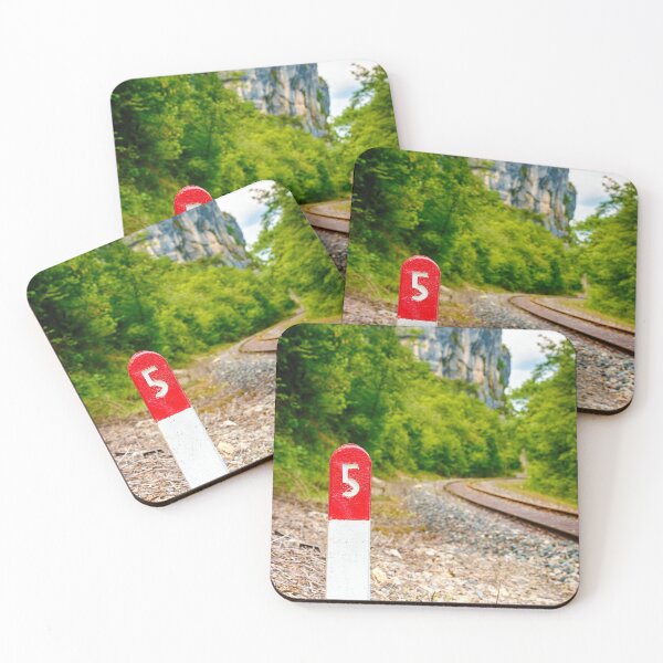Item preview, Railway pole sign close-up with number five along railroad track designed and sold by Grégory DUBUS.