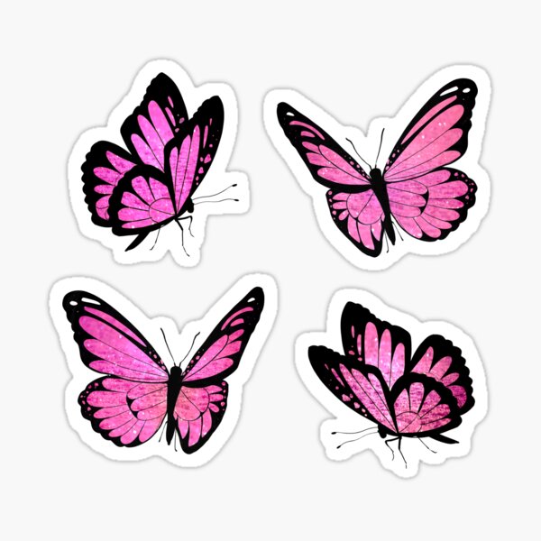 hot pink butterflies sticker by acatalepsys redbubble