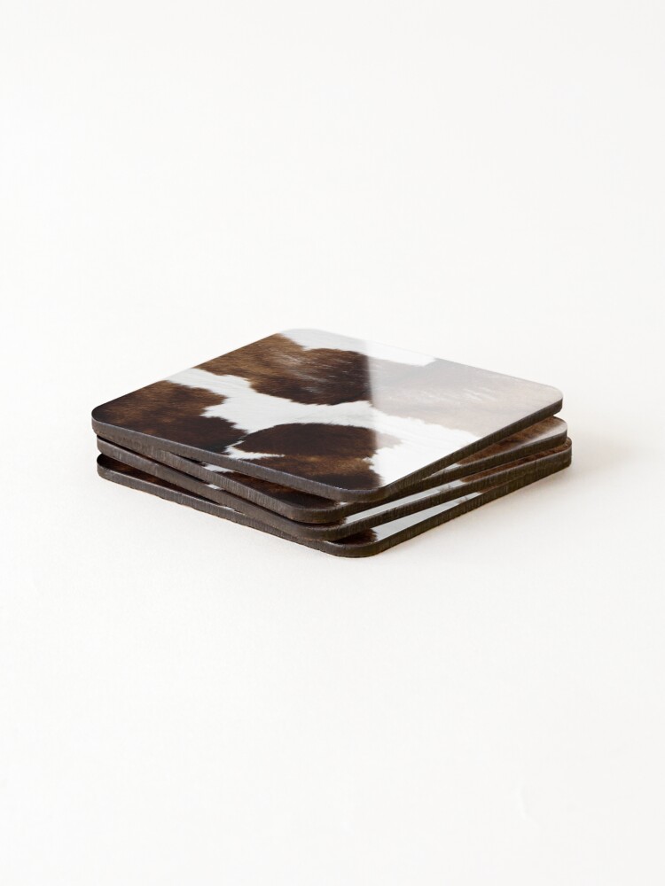 Thumbnail 4 of 5, Coasters (Set of 4), Rustic Ranch Cow Print designed and sold by cadinera.