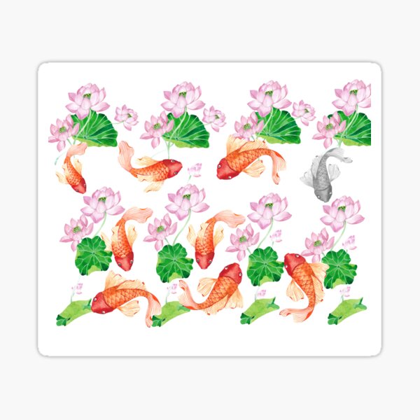Vista previa del artículo con la obra « con peces koi en un estanque de flores de loto. En la cultura china», diseñado y vendido por Luciana Angelica Clausen.