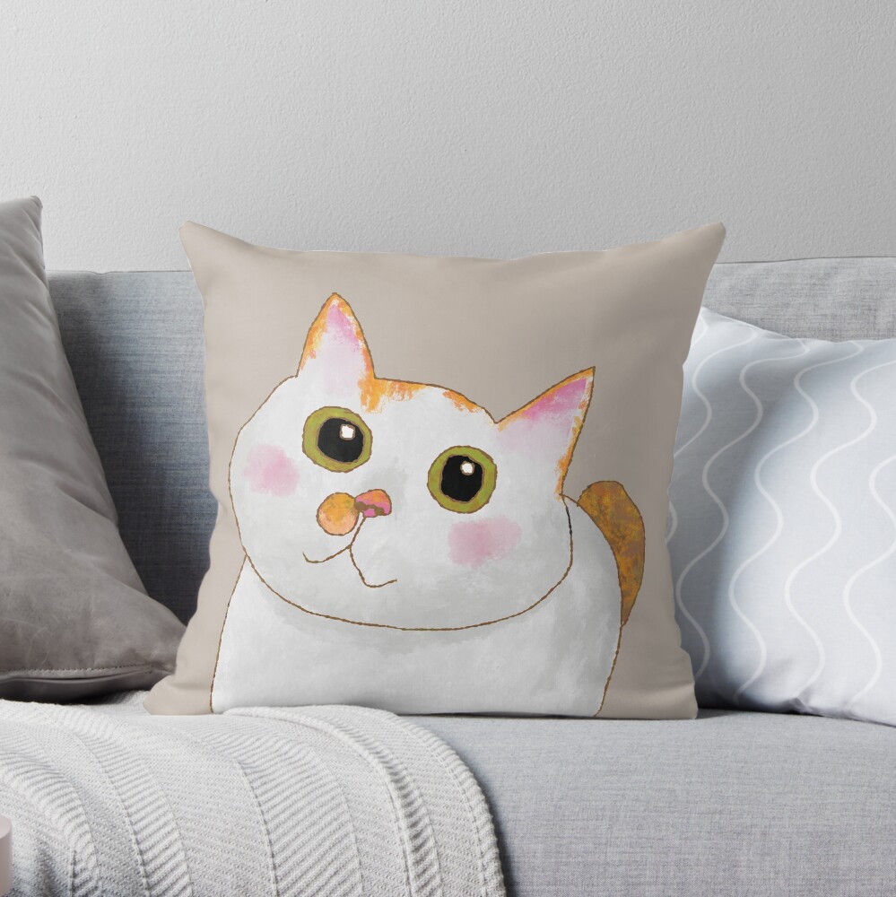 Fat Cat Tommy - Digital Painting Throw Pillow