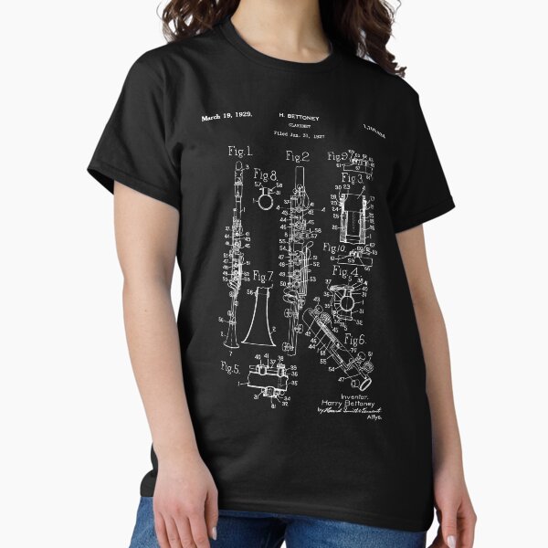 Item preview, Clarinet Patent 1929 - Music Instrument - White designed and sold by InkedArtPrints.