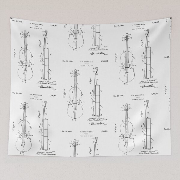Item preview, Violin patent 1930 - Music instrument - black designed and sold by InkedArtPrints.