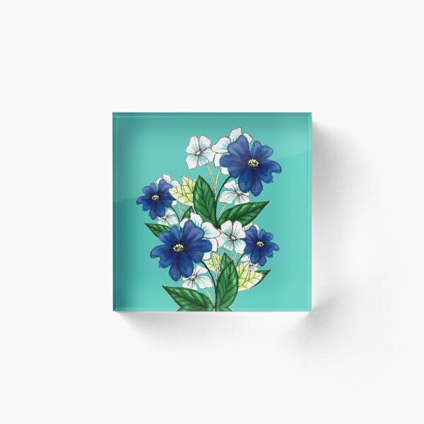 Blue flowers bouquet Acrylic Block