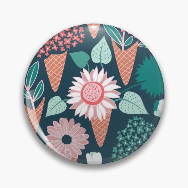Item preview, Small scale // Midsummer I scream flower cones // green background green aqua pink and coral flowers bouquets designed and sold by SelmaCardoso.