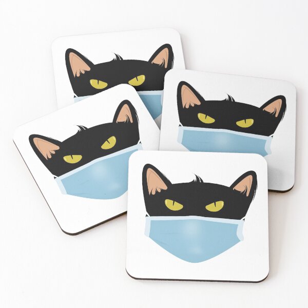 Item preview, Black cat wear a face mask designed and sold by Ridaelb.