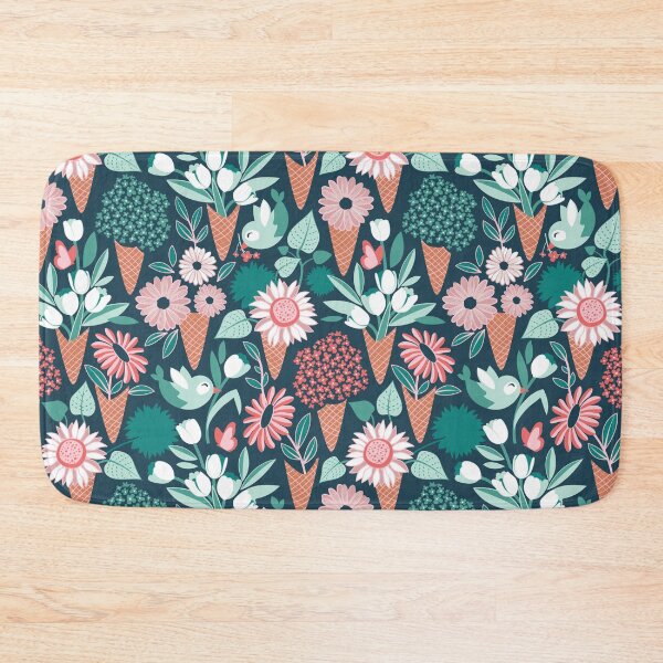 Item preview, Small scale // Midsummer I scream flower cones // green background green aqua pink and coral flowers bouquets designed and sold by SelmaCardoso.