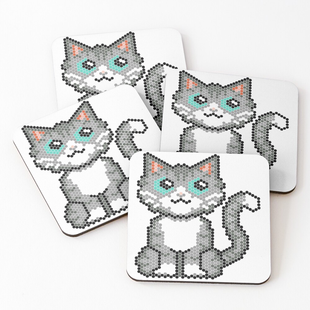 Cat pixel Coasters (Set of 4)