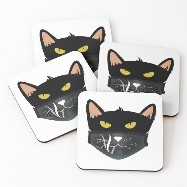 Item preview, Black cat wear a cat smokes face mask designed and sold by Ridaelb.