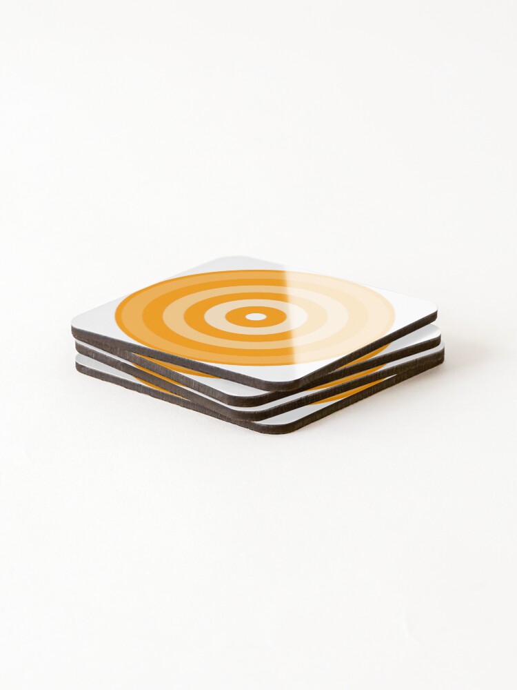 Thumbnail 4 of 5, Coasters (Set of 4), Geometric Pattern: Rondel: White Gradient Orange designed and sold by redwolfoz.