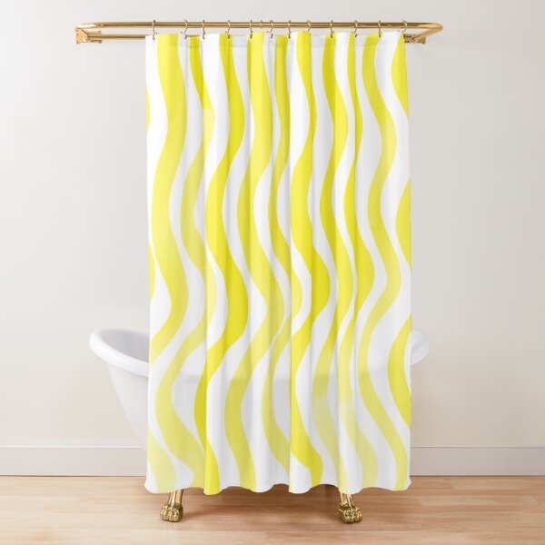 Wavy lines - lemon yellow Shower Curtain