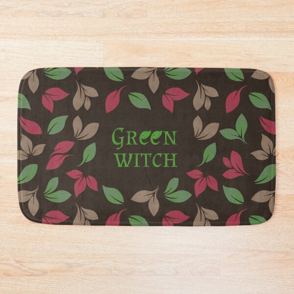 Item preview, Green Witch and Leaves Pattern Brown Background designed and sold by EnchantedInn.