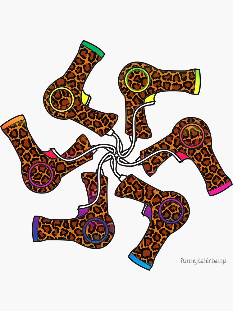 "Leopard Print Blow Dryers Hair Stylist Hair Dressers" Sticker by