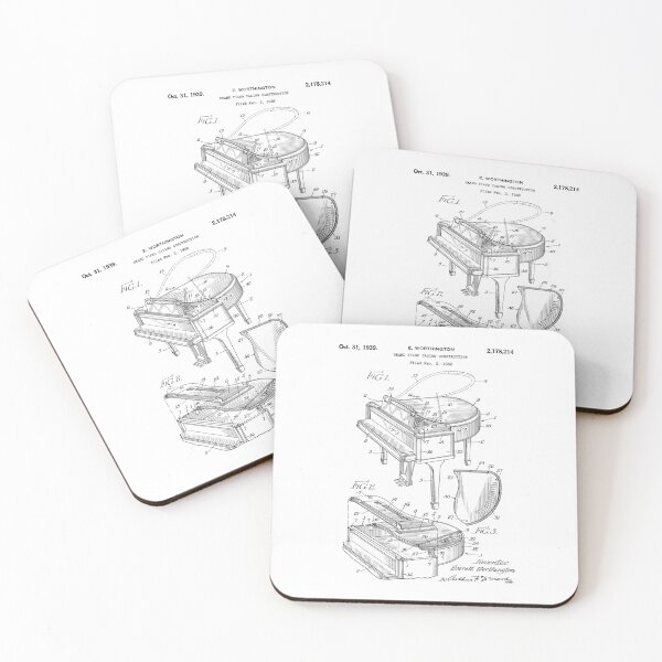 Item preview, Grand piano casing patent - Black designed and sold by InkedArtPrints.