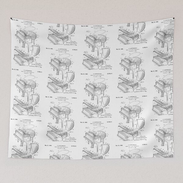 Item preview, Grand piano casing patent - Black designed and sold by InkedArtPrints.