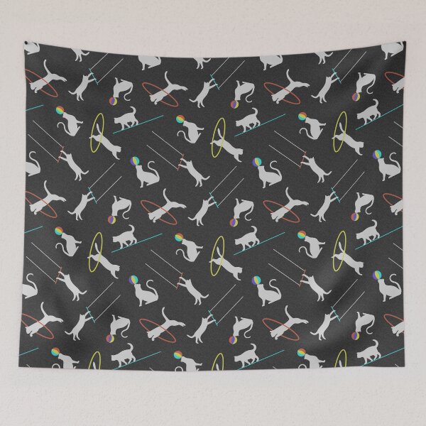 Item preview, Acrobatic Cats in Dark Grey designed and sold by The Wellington Boot.