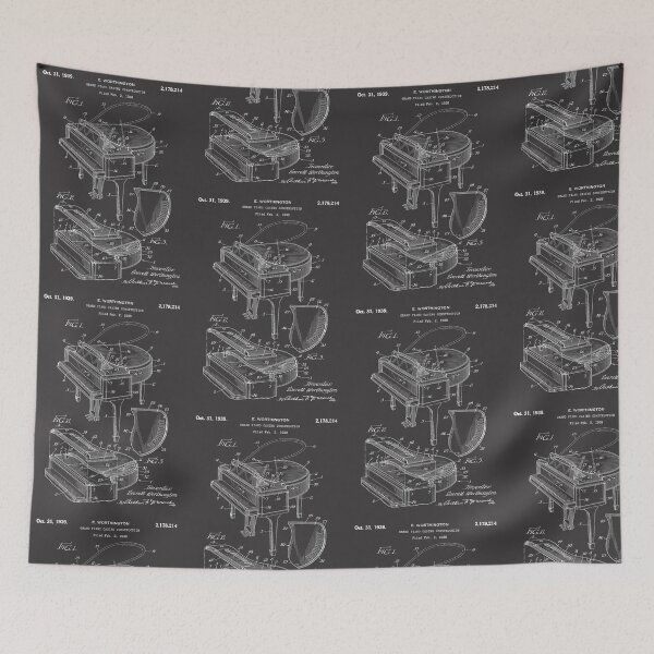 Item preview, Grand piano patent - White designed and sold by InkedArtPrints.