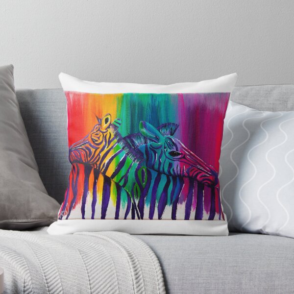 Rainbow Zebra Throw Pillow