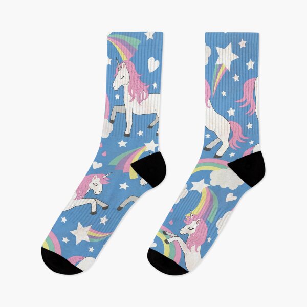 Item preview, Unicorn & Rainbows pattern in  blue and pink designed and sold by Jess  Hubbard.