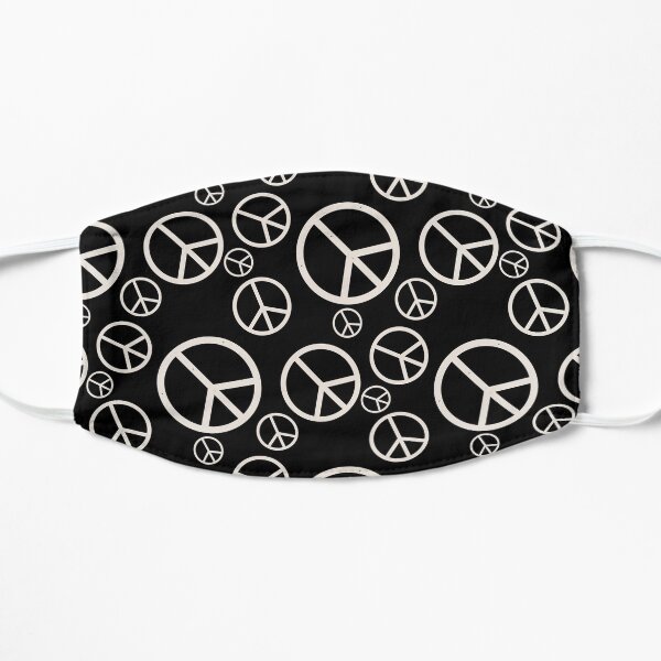 Black and White Peace Sign Symbols Flat Mask