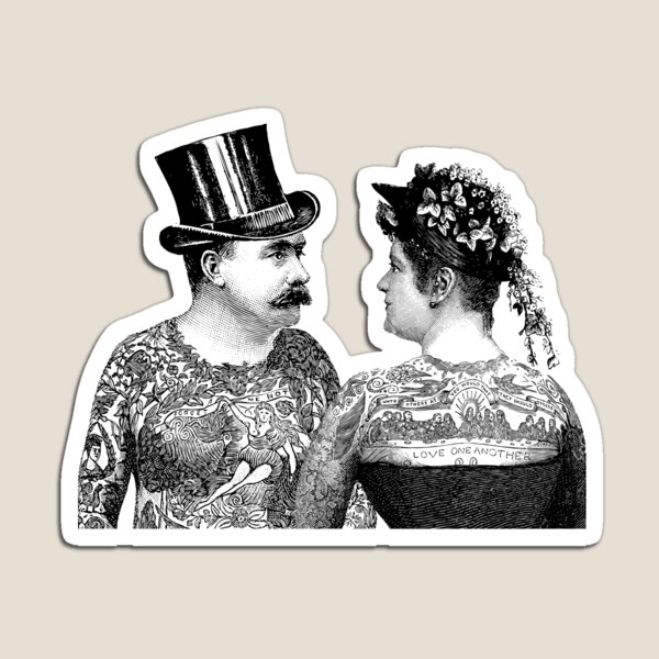 Tattooed Victorian Lovers | Tattooed Couple | Victorian Tattoos | Vintage Tattoos | Tattoo Art |  Magnet