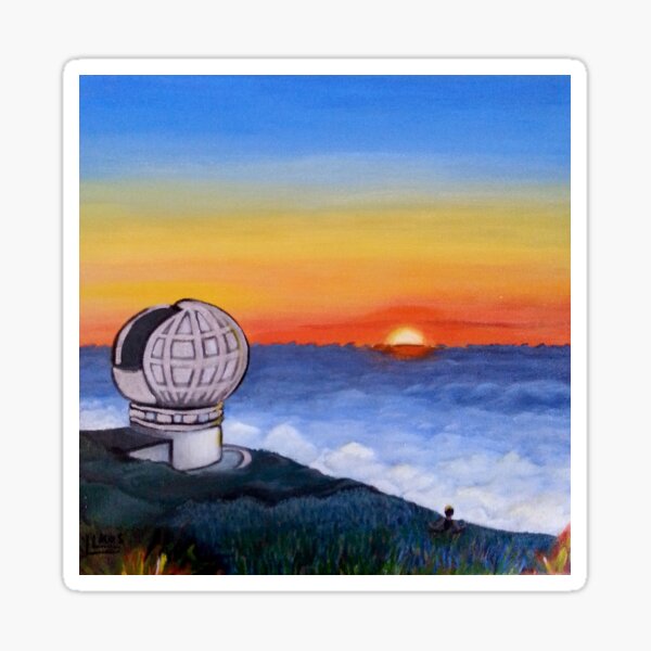 Puesta de sol telescopio Pegatina