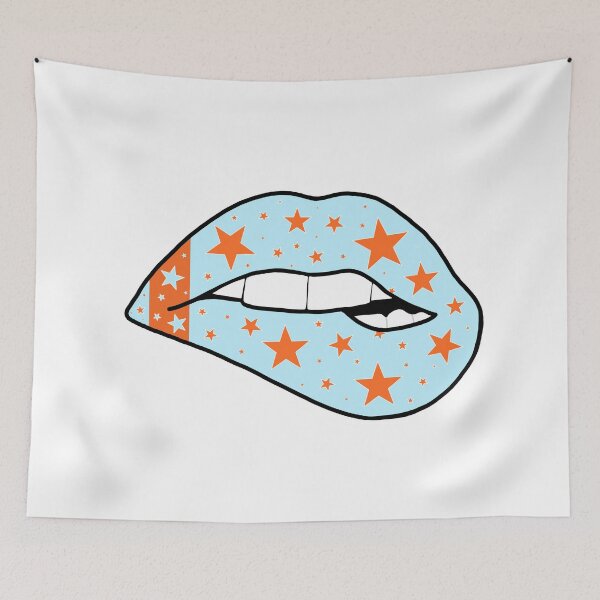 Item preview, light blue and orange star lips designed and sold by livi-maree.