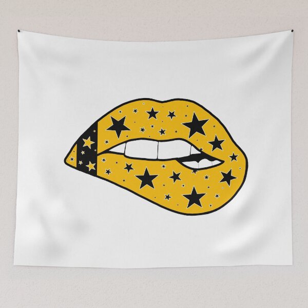 Item preview, yellow and black star lips designed and sold by livi-maree.