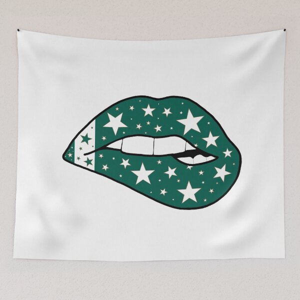 Item preview, green and white star lips designed and sold by livi-maree.
