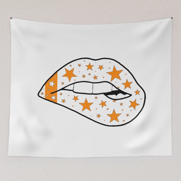 Item preview, white and orange star lips designed and sold by livi-maree.